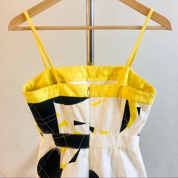 Vintage 90s Alberto Makali Dress and Jacket White Black Yellow Print Size 4 & 6 - Picture 7 of 16